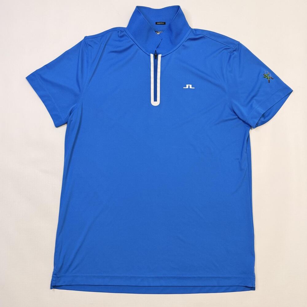 J.Lindeberg Polo Shirt Mens XL Blue Cliff Regular Fit Golf Performance Zip Mock